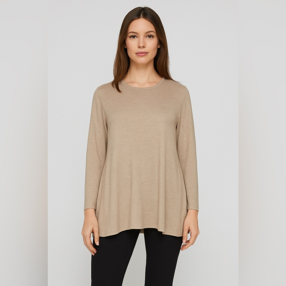Derek Lam tan silk and cashmere a-line tunic sweater